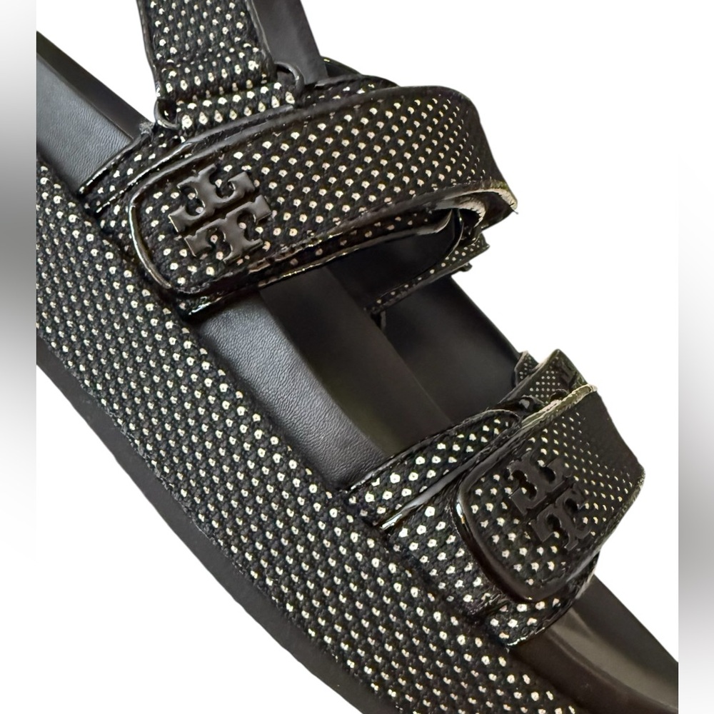 NIB TORY BURCH Kira sport sandal perfect black/ new ivory size 9.5 - Picture 3 of 7
